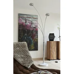 SalesFever Stehleuchte Five Fingers 210 cm | bewegliche Arme | echter Marmorfuß | B 150 x T 38 x H 205 cm | chrom