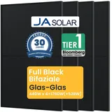 JASolar 1760Wp Full Black Bifaziale Solarmodule JAM54D41 Glas-Glas 440Wx4 PV Panel für Balkonkraftwerk(4 Stück)