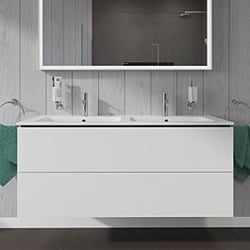 Duravit ME by Starck Waschtisch mit L-Cube Waschtischunterschrank 130 cm, weiss matt