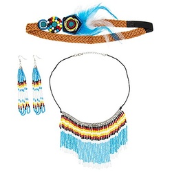 Schmuck-Set "Indianer", 4-teilig, blau/gelb