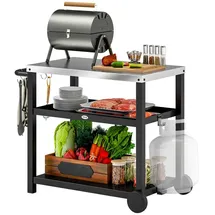Outsunny Grillwagen 3-Etagen Kohlegrau
