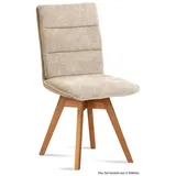 58 aufm Kessel Esszimmerstuhl Küchenstuhl drehbar (2er-Set) Dorle 47x92x60 Eiche geölt/Espresso (Lieferung bis Verwendungsstelle, 6 St), Stabiles Gestell aus Massivholz pflegeleichter Bezug aus Microfaser beige