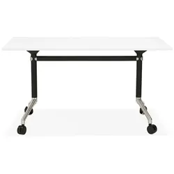 Kadima Design Computertisch Faltbar  140 x 70 cm  Rollen Platzsparend Modern  Weiß  Arbeitstisch