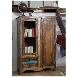 Massivmoebel24 Vitrine Altholz 95 x 42 x 140 cm Mehrfarbig