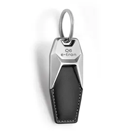 Audi Collection Audi 3182400600 Schlüsselanhänger Metall/Leder Anhänger Keyring, mit Q6 e-tron Schriftzug