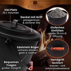 Black Oak Ascheeimer Santorini 25L Stahl Ø35,5 x H43 cm schwarz