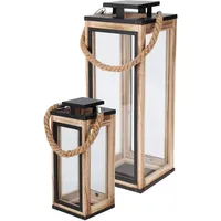 Mojawo Laterne 2-teiliges Laternen-Set Holz Metall Braun