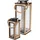 Mojawo Laterne 2-teiliges Laternen-Set Holz Metall Braun