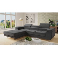 Sofnet Ecksofa Divo, mit Schlaffunktion und Bettkasten, Schlafsofa mit einstellbare Kopfstützen - Wohnlandschaft grau