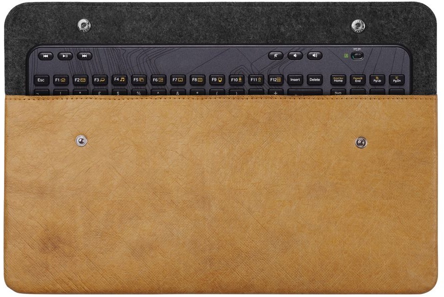kwmobile Tastatur Tasche kompatibel mit Logitech K360 - Keyboard Case Sleeve in Papier Optik - Hülle in Braun