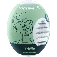 Satisfyer Masturbator Egg - Riffle, hydro-aktives TPE, kein Gleitgel nötig, zum einmaligen Gebrauch, Stil:Riffle
