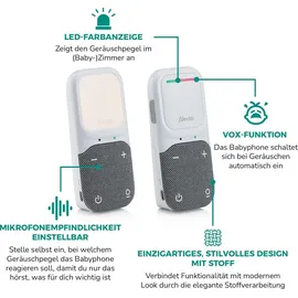 Alecto DBX135 - Modernes Full Eco Audio-Babyphone mit kristallklarer DECT-Klangqualität, langer Standby-Zeit und Nachtlicht - Weiß/Grau