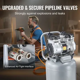 Vevor Luftkompressor 49L Flüsterkompressor 2HP Luftpumpe ölfrei 8bar Kompressor Einphasig Geräuschpegel ≤63dB Ideal zum Aufpumpen von Reifen Autoreparaturen Malerarbeiten Holzarbeiten
