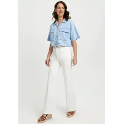 Bootcut-Jeans WONDERJEANS, Damen, Gr. 38, N-Gr, weiß, Denim/Jeans, Obermaterial: 75% Baumwolle, 23% Polyester, 2% Elasthan, unifarben, casual, schmal lang, Jeans, mit hoher Taille