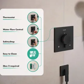 Hansgrohe Ecostat Comfort E Duschthermostat Unterputz für 2 Verbraucher Mattschwarz 33711670