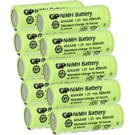 GP 10x GP Akku 2/3 AAA 1,2V / 400mAh GP40AAAM Micro NiMH Akku Höhe 29,7mm