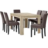 [en.casa] Essgruppe Forssa 7-tlg 140x90 cm Eiche hell / braun [en.casa]