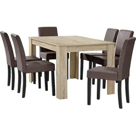 [en.casa] Essgruppe Forssa 7-tlg 140x90 cm Eiche hell / braun [en.casa]