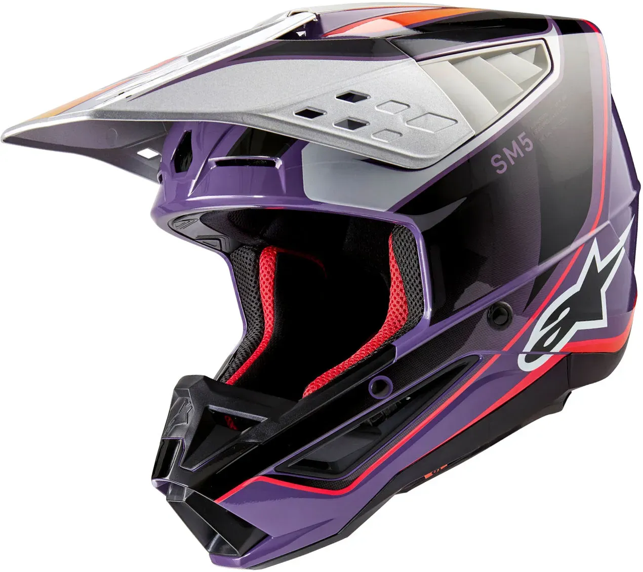 Alpinestars S-M5 Sail, casque de motocross - Noir/Mauve/Argent/Fuchsia - L