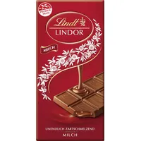 Lindt Schokolade LINDOR Milch | 100 g Tafel PP | Feinste Vollmilch-Schokolade mit einer unendlich zartschmelzenden Füllung | Schokoladentafel | Schokoladengeschenk