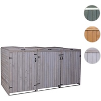XL 3er-/6er-Mülltonnenverkleidung HWC-H74, Mülltonnenbox, erweiterbar 126x238x98cm Holz MVG ~ anthrazit-grau