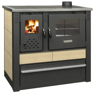 ProTermo Pro Termo doo Küchenherd Holzofen PANONIA mit Kacheln creme 10,5 kW Dauerbrandherd rechte Version