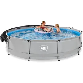 EXIT TOYS Soft Grey Pool rund 360 x 76 cm inkl. Filterpumpe + Sonnensegel