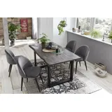 TPFLiving Esstisch Mackay - aus massivem Mangoholz (mit Baumkante wie gewachsen, Esszimmertisch massiv, Wohnzimmertisch, Holztisch), Breite: 160 cm, Höhe: 78 cm, Tiefe: 85 cm grau