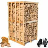 Brennholz Buche - 1.8 RM Kaminholz mit weniger als 20% Feuchtigkeit - inkl. Handschuhe & Anzündholz - Perfekt für Ofen, Feuerschale & Kamin - Premium Feuerholz - Sauber und trocken (2.7 SRM)