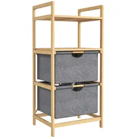 Homcom Wäschekorb Bambus, Polyester