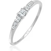 Elli Ringe - Ring Verlobungsring Diamanten (0.11 ct) 585 Weißgo - Gr. 52 MM - in Silber - für Damen