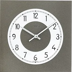moderne Wanduhr aus Mineralglas - AMS Modell: 9683