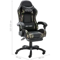 vidaXL Gaming Chair Schwarz und Tarnmuster Kunstleder mit Fußablage schwarz