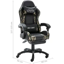 vidaXL Gaming Chair Schwarz und Tarnmuster Kunstleder mit Fußablage schwarz