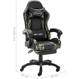 vidaXL Gaming Chair Schwarz und Tarnmuster Kunstleder mit Fußablage schwarz