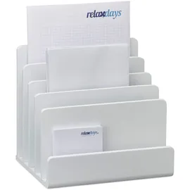 Relaxdays Dokumentenhalter Bambus, Briefablage, 5 Fächer Ordnungssystem, Schreibtisch Organizer HBT 23x24,5x20,5cm, weiß