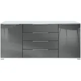 Vladon Linio V2 166,5 x 75,5 x 35 cm Weiß matt / Grau Hochglanz