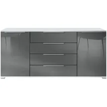 Vladon Linio V2 166,5 x 75,5 x 35 cm Weiß matt / Grau Hochglanz