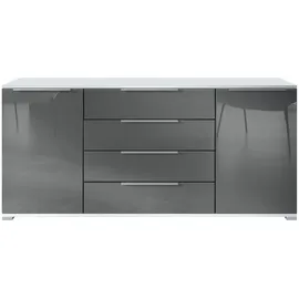 Vladon Linio V2 166,5 x 75,5 x 35 cm Weiß matt / Grau Hochglanz