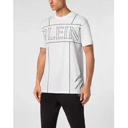 T-Shirt PLEIN SPORT "T-Shirt Rundhalsausschnitt", Herren, Gr. M, weiß (01, weiß), Obermaterial: 100% Baumwolle, Shirts