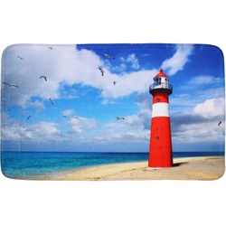 Sanilo Badteppich, blau, Polyester, mit Leuchtturm