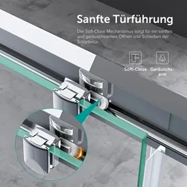 doporro Duschtür Nischentür dusche Duschabtrennung Duschkabine 100x195cm Duschwand Chrom ESG-Sicherheitsglas Duschabtrennung mit Soft-Close Klarglas inkl. Nano-Beschichtung Teramo12k-plus