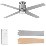 Ohniyou Deckenventilator mit Beleuchtung und Fernbedienung, 132 cm Deckenventilator mit Licht, Leise, 4 Flügel, 6 Geschwindigkeiten, für Schlafzimmer, Wohnzimmer, Innenbereich