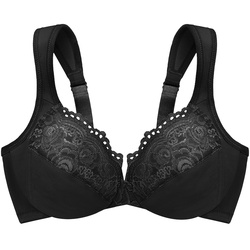 GLAMORISE Tief geschnittener WonderWire-BH mit Spitze - Schwarz Unterwäsche   Damen 