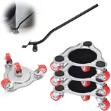 5-teiliges Möbelrollen-Set, 4 dreieckige Schwerlastrollen + 1 Hebel, Tragkraft 1800 kg, Trolley-Transportrollen, für Sofas, Schränke, Tische und