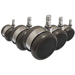 5x Design-Rollen ROLO LUX 11mm / 65mm Büro-Stuhl-Rollen für Hartböden Chrom (5er Pack) hjh OFFICE