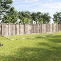 vidaXL Outdoor-Hundezwinger 7,6 x 3,8 x 1,9 m Stahl Silber