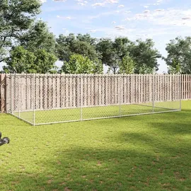 vidaXL Outdoor-Hundezwinger 7,6 x 3,8 x 1,9 m Stahl Silber