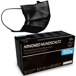 ARNOMED Mundschutz, TYP IIR, 3-lagig 402-BK , 1 Karton = 40 Packungen à 50 Stück, Farbe: schwarz