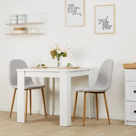 Homestyle4u Essgruppe mit 2 Stühlen Weiß Grau 2372,